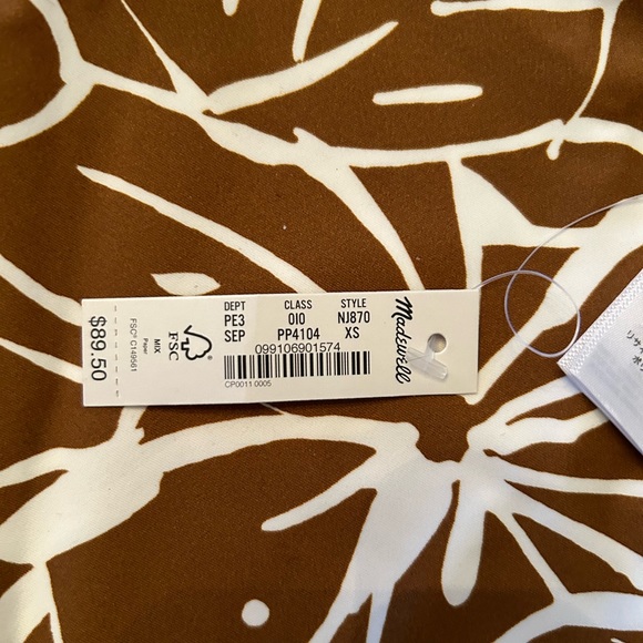 Madewell Double Strap, One Shoulder, One Piece Flora Sepia Abstract Swim Suit - Picture 8 of 10